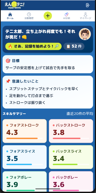 えんテニ! ホーム画面